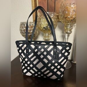 Coach Black and Cream Geometric Tote